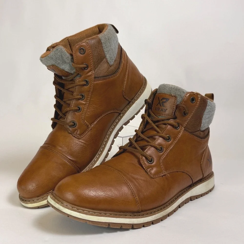 XRAY Mens Tan Brown Cap Toe Lace Up Ankle Boots XRW2563 Size 12